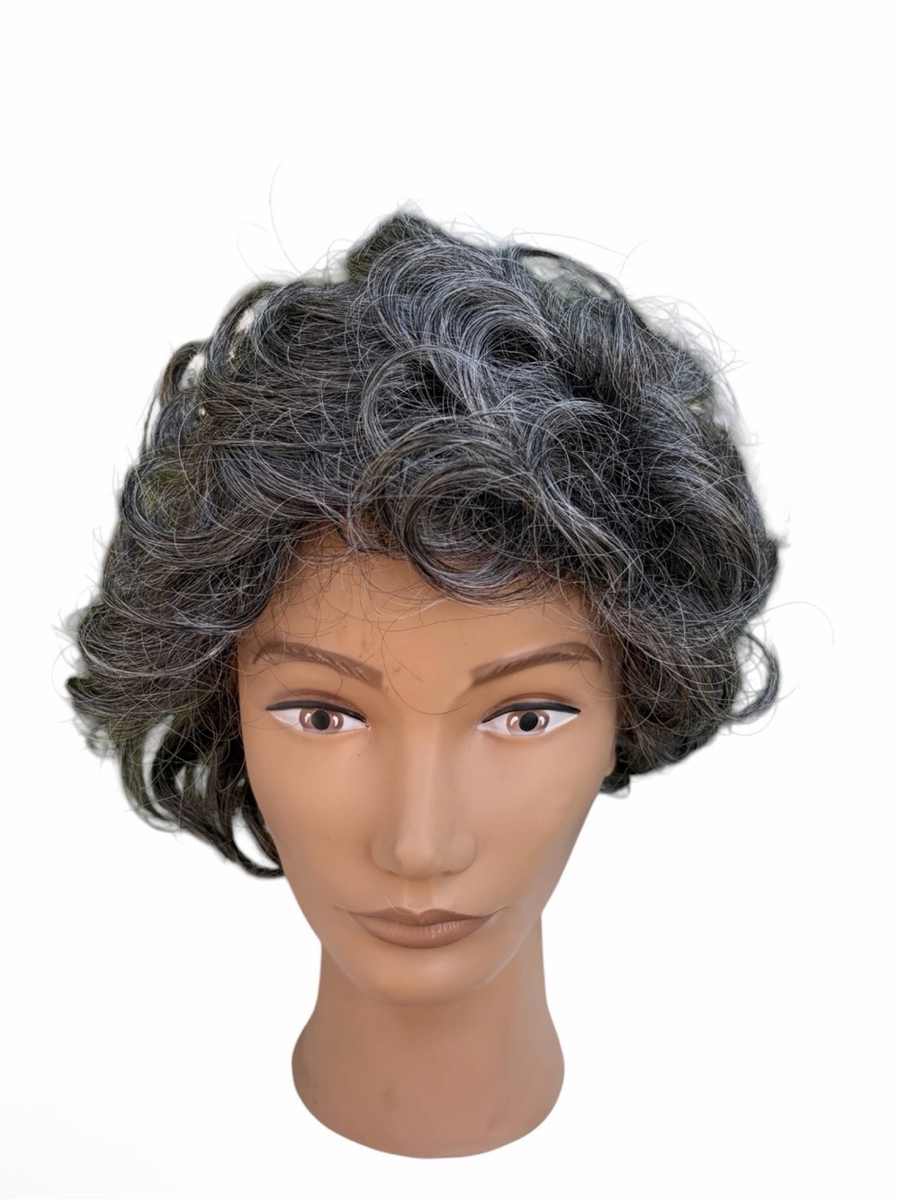 Paula Young short gray curled synthetic wig